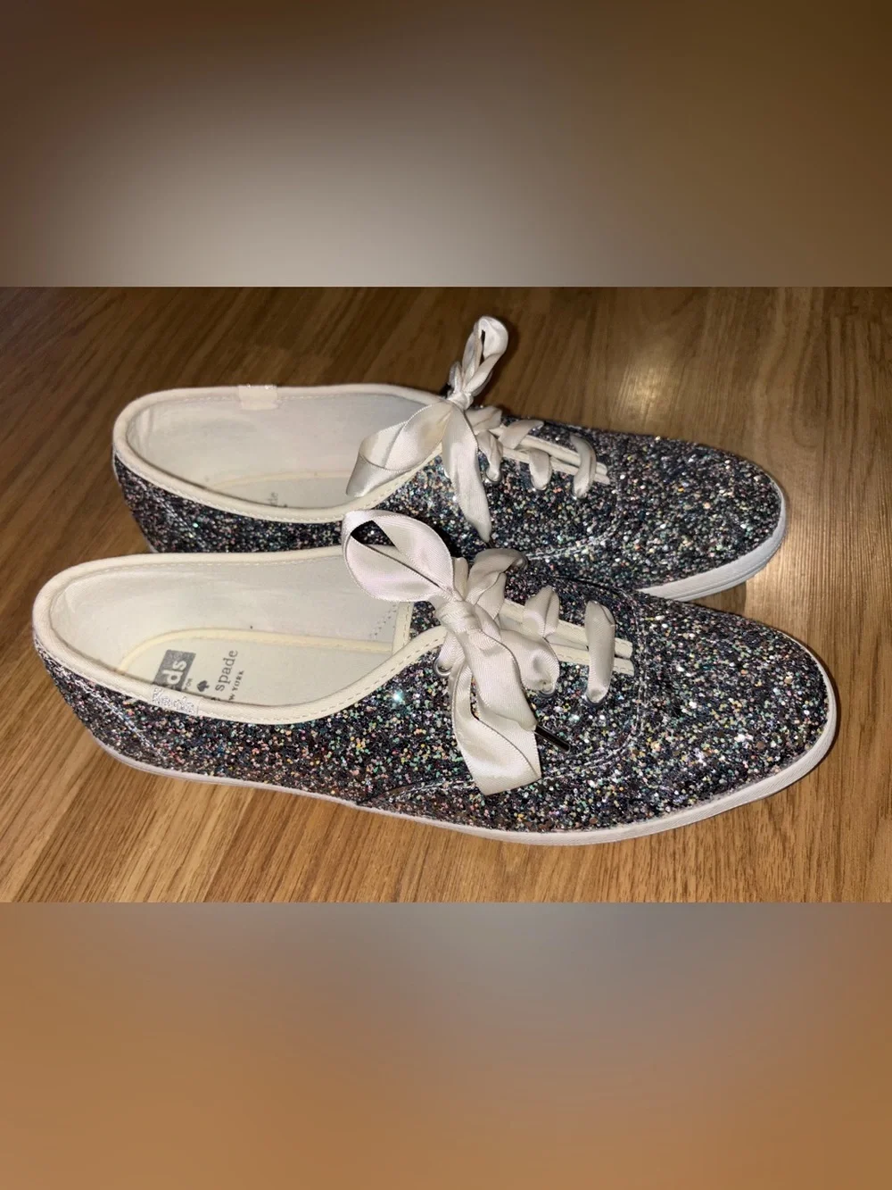 kate spade Glitter Ribbon-Lace Sneakers